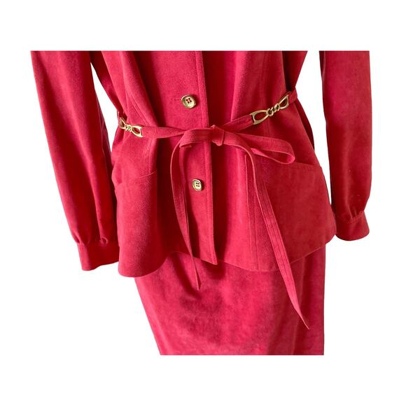NEIMAN MARCUS Abe Scrader Womens Size 14 Vintage Faux Suede Jacket Skirt Set - Picture 9 of 16